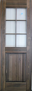 杉無垢ドア6枚ガラス格子タイプ水性塗料ダークブラウン
